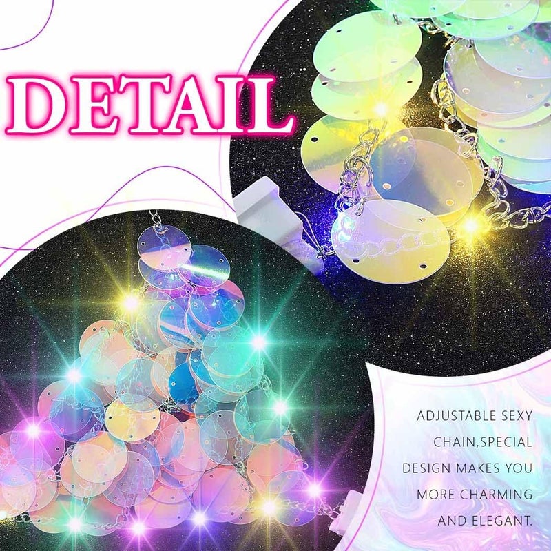 REETAN Light Up Bra Top Sequin Rave Led Body Accessories for Women - Image 4